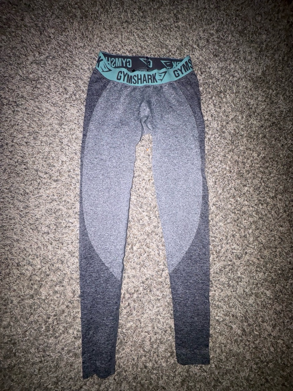 Gymshark Kids Grey Seamless Leggings with Teal Waistband